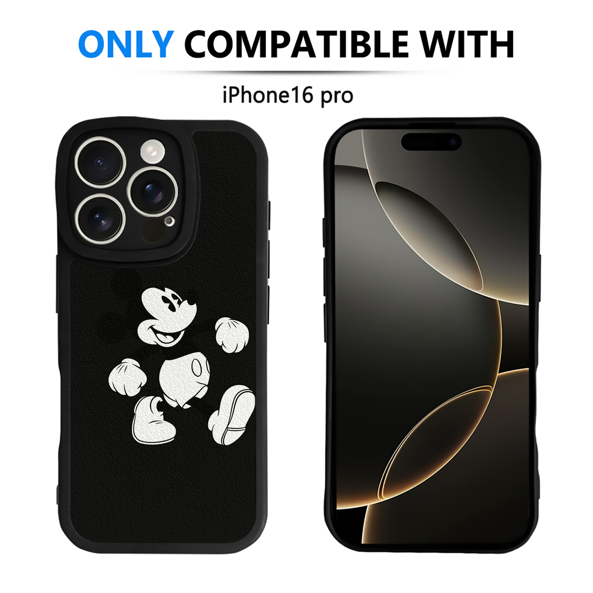 （画像用） ミッキーマウス Mickey Mouse 【iPhone 16シリーズ対応】シリコンスマホケース（レザー調） 材質：シリコン